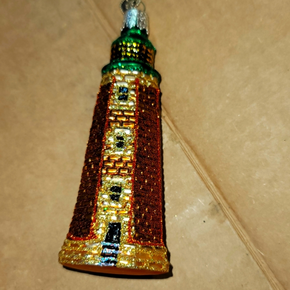 Old World Old Cape Henry Lighthouse Glass Ornament